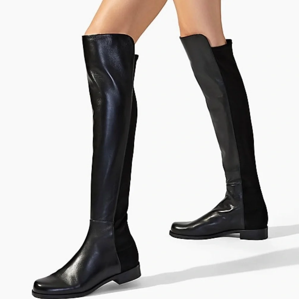 Stuart Weitzman 50 50 Over the Knee Leather Pull On Boots 6